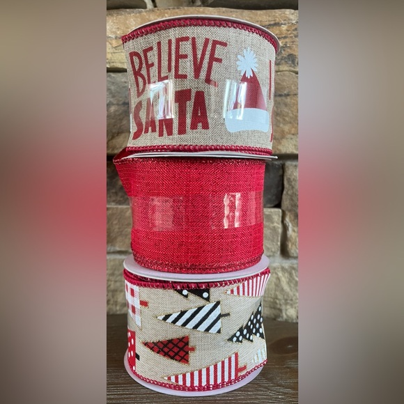 3 Wired Ribbon & 1 Roll Christmas Polypropylene Mesh Ribbon - Picture 4 of 11